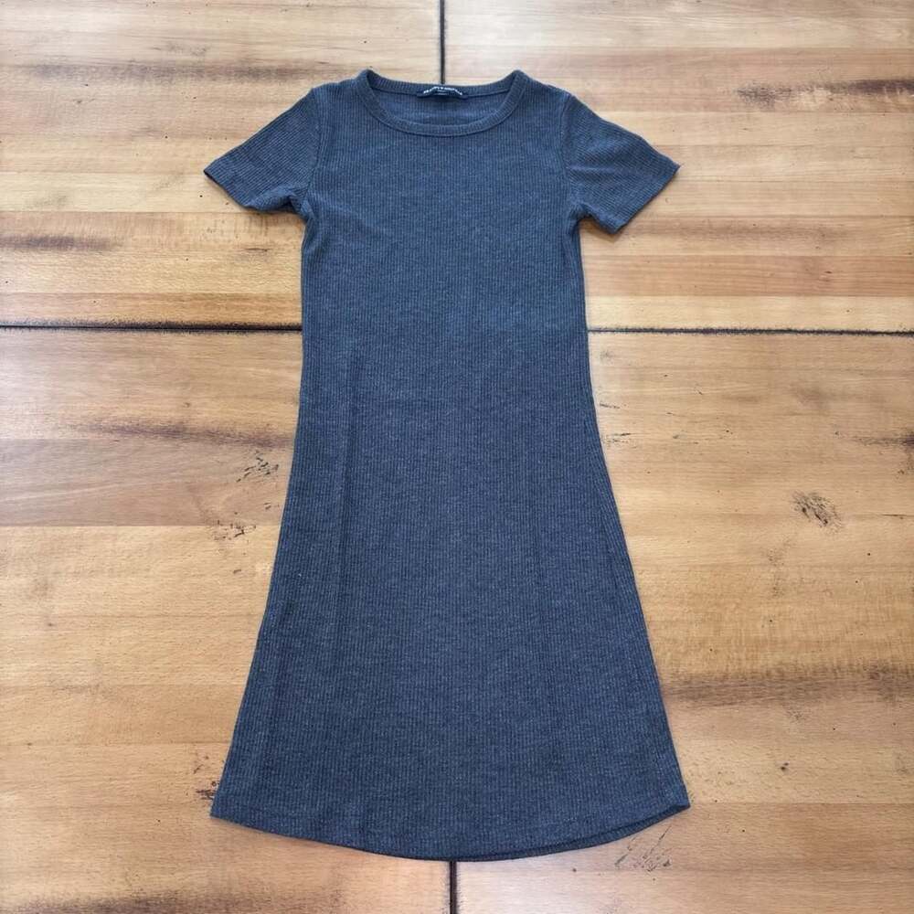 Brandy Melville Grey Ribbed Bodycon Mini Dress